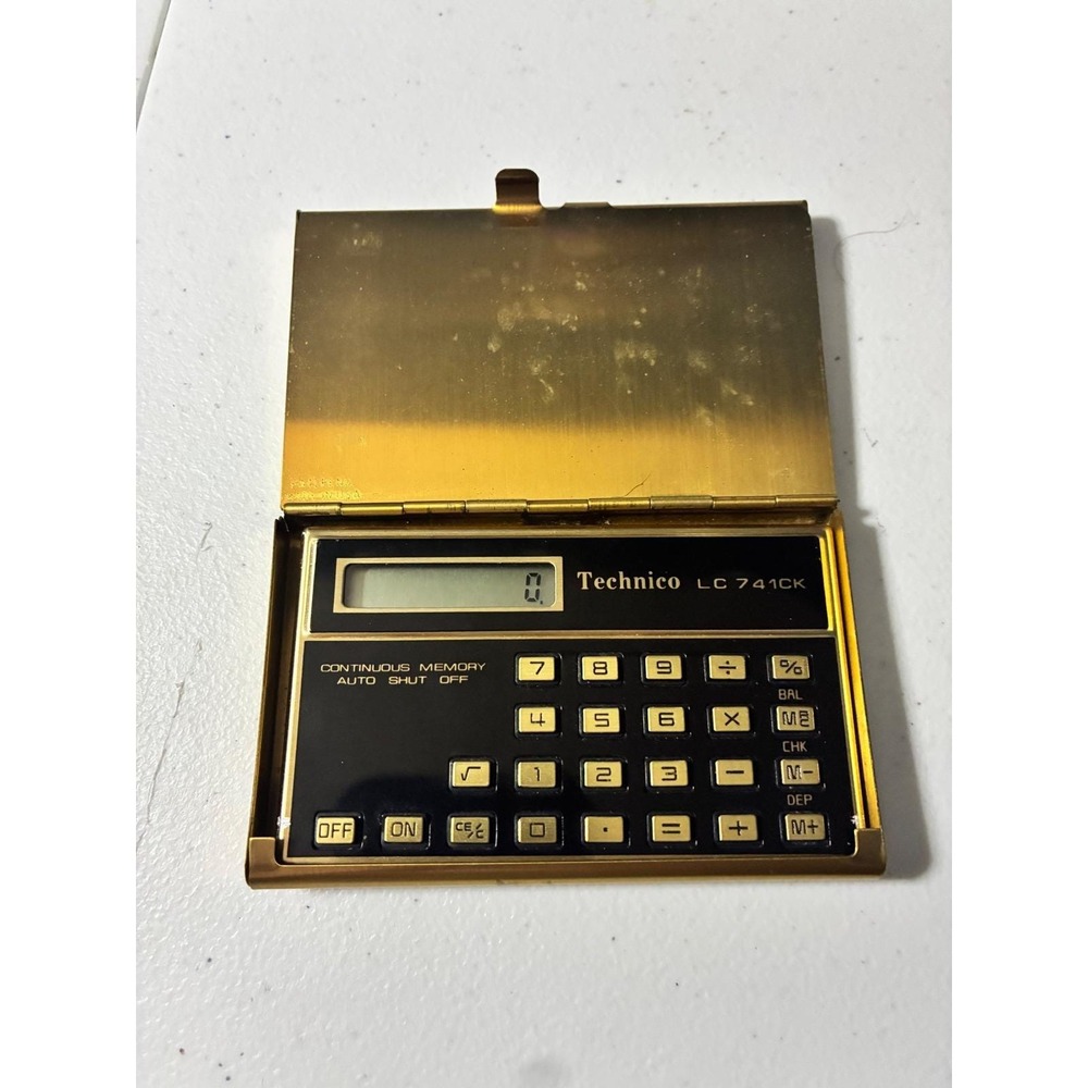 Technico LC 741CK Mini Card LCD Calculator Gold Case